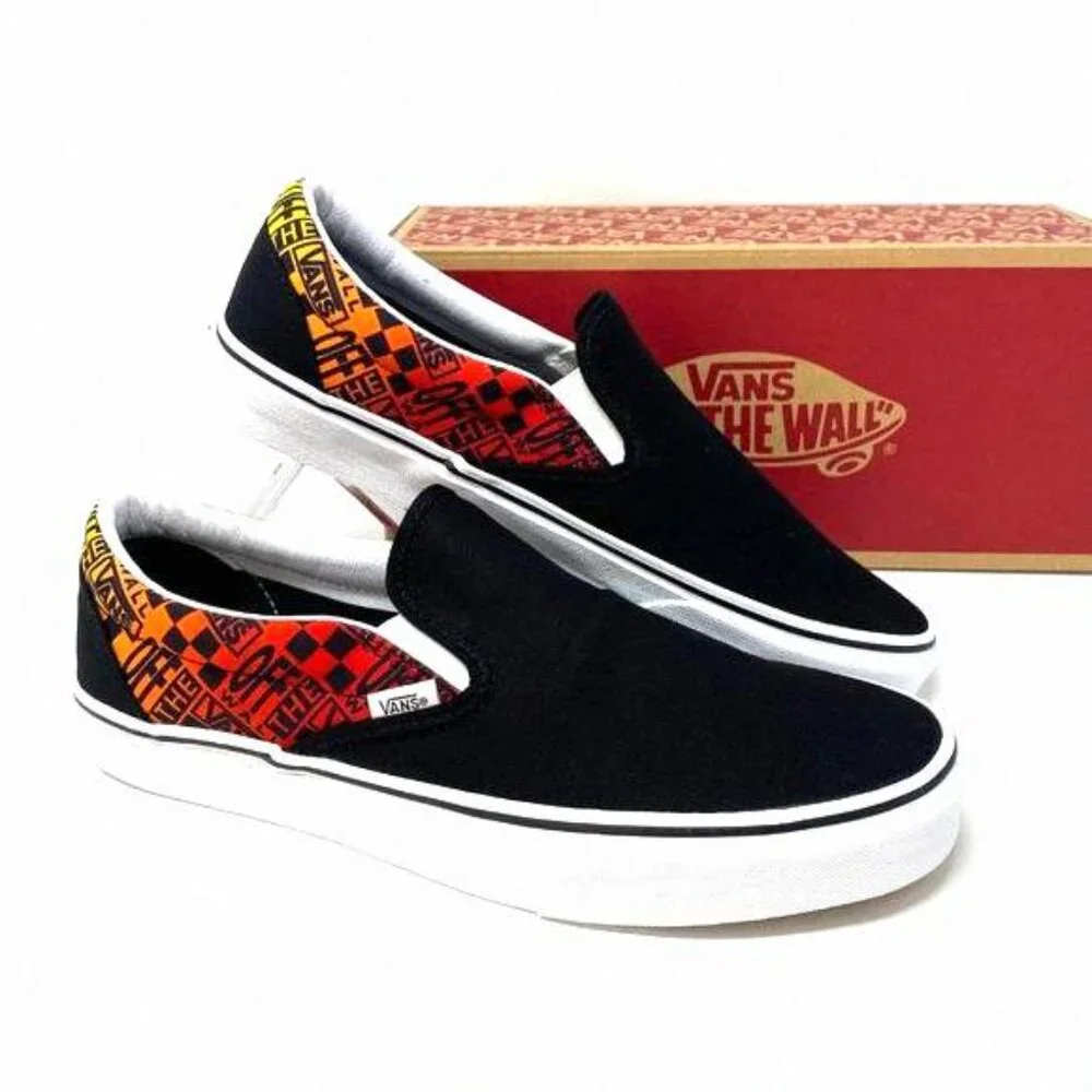 💖MEGA SALE💖VANS Classic Slip On Flame Black VN0A4U382N5 Women's Shoes Canvas